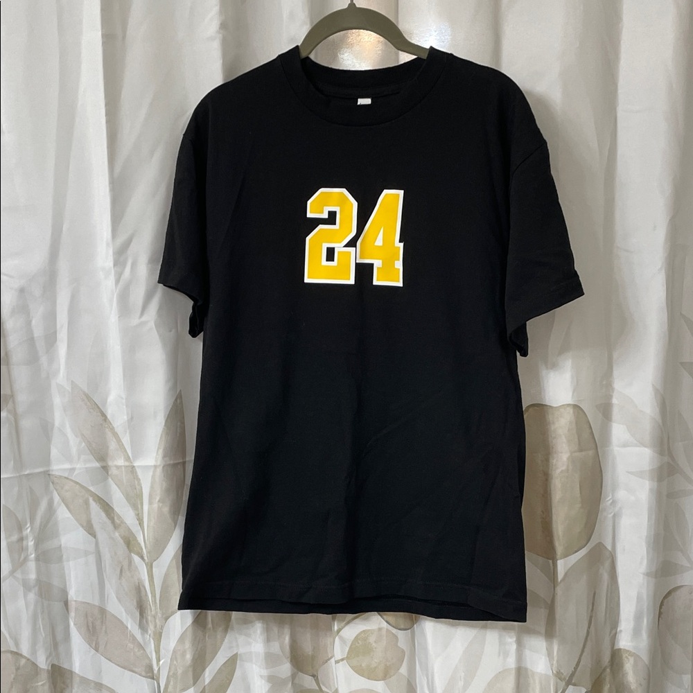 Black T-Shirt with Yellow Number 24